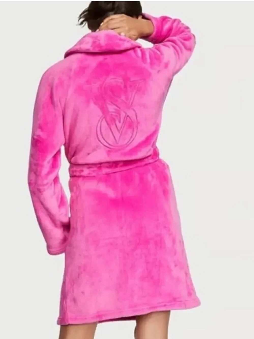 Victoria's Secret Bright Pink Plush Robe with Logo Tag